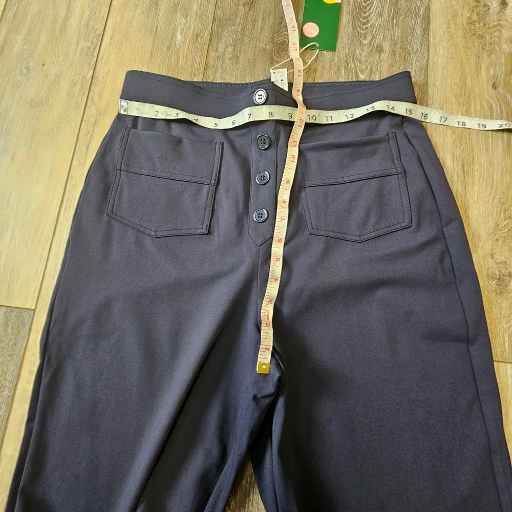 Halara High Waisted Button Pants Straight Wide Leg Navy Blue Women's Large - Picture 8 of 9